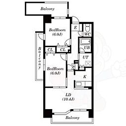 ヴィラエーデル大須 2LDKの間取図画像