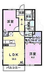 サンライトK3 2LDKの間取図画像