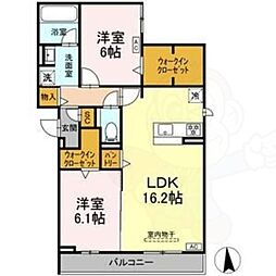 グラシオン 2LDKの間取図画像