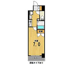 京阪本線 神宮丸太町駅 徒歩5分の賃貸マンション 2階1Kの間取り