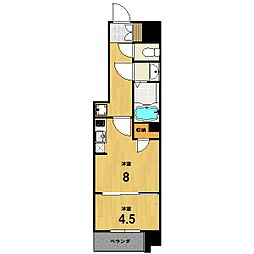 エステムコート京都二条 6階1LDKの間取り