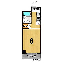 シャトーニシムラ 3階1Kの間取り