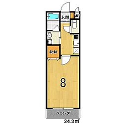 クレドール西陣 4階1Kの間取り