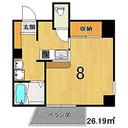 菊岡家　弁財天館 5階1Kの間取り