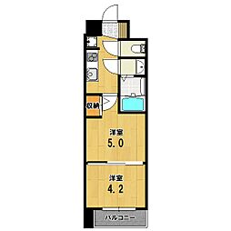 エステムコート京都二条 3階2Kの間取り