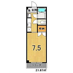 グリーンガーデンス 3階1Kの間取り