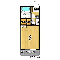 リッチリバーかも 1Kの間取図画像