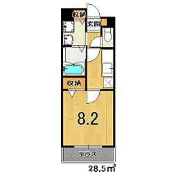 ルーナジェーヌ堀川 1Kの間取図画像
