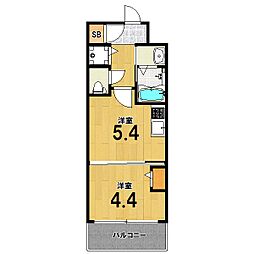 JR山陰本線 円町駅 徒歩10分の賃貸マンション 3階1DKの間取り
