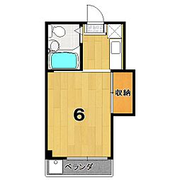 ハッピーアイランド 1階1Kの間取り