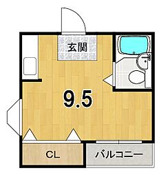 メゾン加後 ワンルームの間取図画像