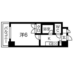 ピュア衣笠 1Kの間取図画像
