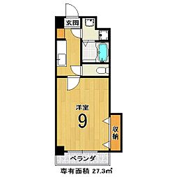 メゾン・グローリー 4階1Kの間取り