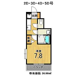 メゾン・アイリス 4階1Kの間取り