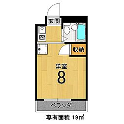 シャトレ　カルマン 3階1Kの間取り