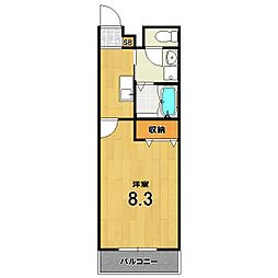 アンプルールエアリーズ 2階1Kの間取り