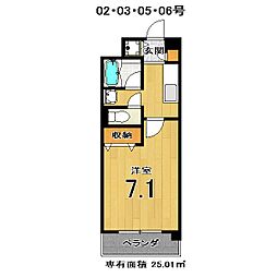 サントゥールくいな橋 3階1Kの間取り