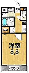 ローズコート花名 3階1Kの間取り
