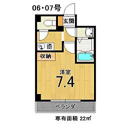 フラット・オク 3階1Kの間取り