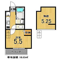 プレシャス五番館 3階1Kの間取り