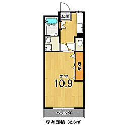 青葉ハイツ 1階1Kの間取り