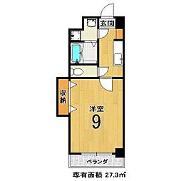 メゾン・グローリー 3階1Kの間取り