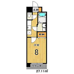 メゾン・ビロング 3階1Kの間取り