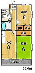 サンモール松本 2DKの間取図画像