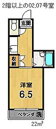 フレーヴァー深草2 1Kの間取図画像