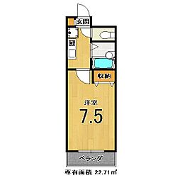 サンロイヤル藤ノ森 1Kの間取図画像