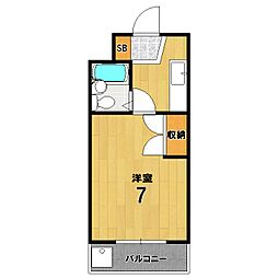 CIEUX京都 1Kの間取図画像