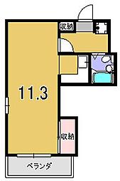 京都市営烏丸線 北山駅 徒歩31分の賃貸マンション 2階ワンルームの間取り