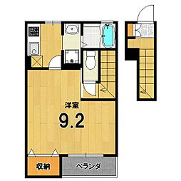 ツゥリーフ 2階1Kの間取り