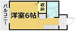 カーサ栗栖 5階1Kの間取り