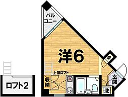 サンクレスト 5階1Kの間取り