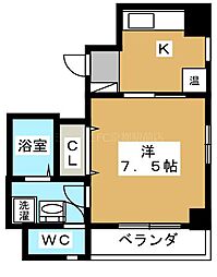下鴨葵館 1Kの間取図画像