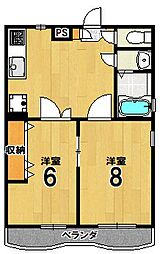 マーキュリー 4階2DKの間取り