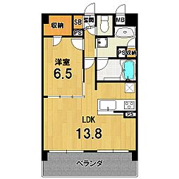 プレサンス京大前 1階1LDKの間取り