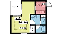 グランコスモ寺町 1階1Kの間取り