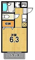 ベルメゾン 3階ワンルームの間取り