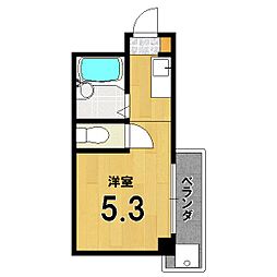 白川ロイヤルハウス ワンルームの間取図画像