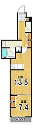 LaFiteSHIMOGAMO 1LDKの間取図画像