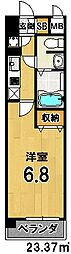 アクアプレイス京都聖護院 1Kの間取図画像