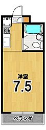 北西館 1Kの間取図画像