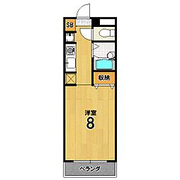 第二洛北サンハイツ 1Kの間取図画像