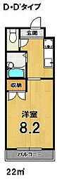 ルミエール・橋政 ワンルームの間取図画像