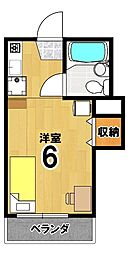 高野リバーハイツ ワンルームの間取図画像