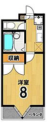 リバーサイド高野 1Kの間取図画像