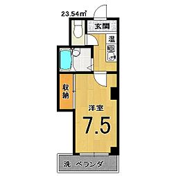 ソレイユ葛野 3階1Kの間取り