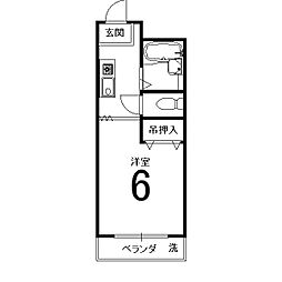 グレース嵯峨 4階1Kの間取り